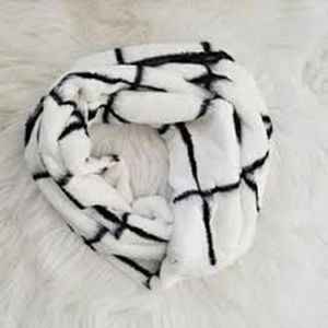 Anthropologie Windowpane Faux Fur Infinity Scarf